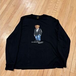 Polo by Ralph Lauren Black Long Sleeve Shirt Polo Bear Message